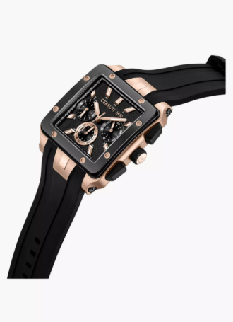Cerruti Square Multifunction Watch Black Silicone