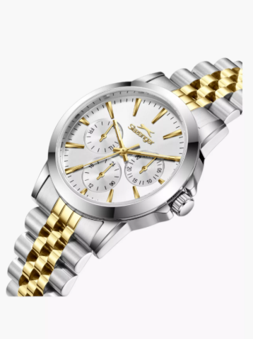 Slazenger Multifunction Display Watch, Two-Tone Metal Strap