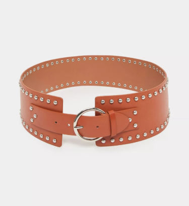 Styli Brown Studded Wide Waist Belt