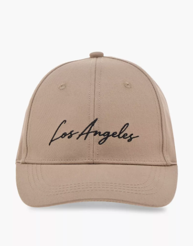 Men Cap with Los Angeles Embroidery Design (Free Size) - Beige