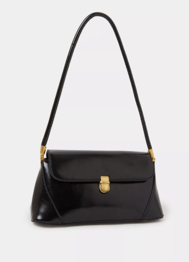 Styli Flap Shoulder Bag with Push-Lock - Black