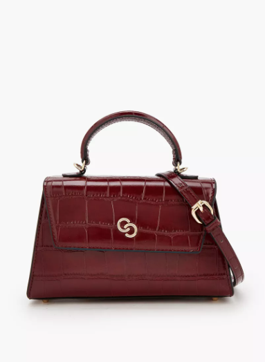 Celeste Textured Satchel Bag with Button Closure - Red
