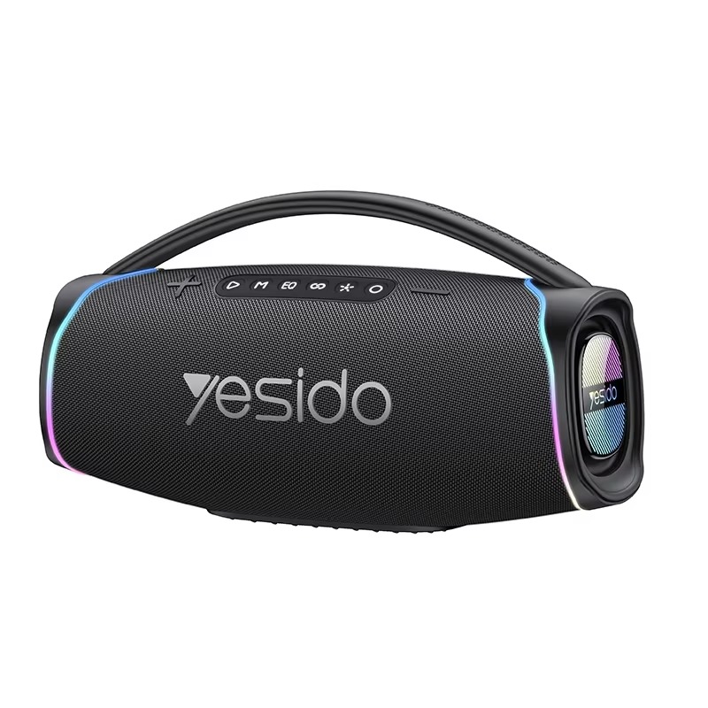 YESIDO YSW46 220W Portable Bluetooth 5.3 Speaker with RGB Lights, TWS Stereo, Wireless Microphone & 27000mAh Battery – Black