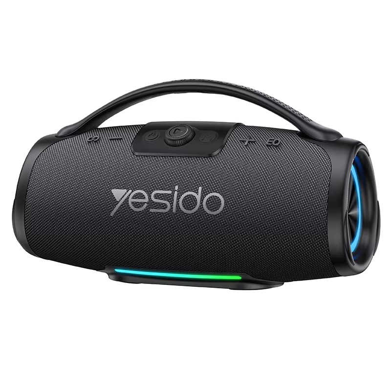 YESIDO YSW45 120W Portable Bluetooth 5.0 Speaker with RGB Lights, TWS Stereo, Wireless Microphone & Outdoor Handle – Black