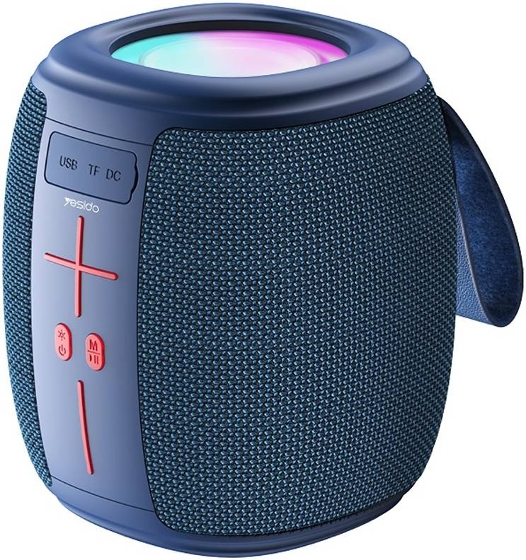 YESIDO Portable Bluetooth 5.1 Speaker 66mm Bass Diaphragm with RGB Light, TF Card Support & 1200mAh Battery – Blue