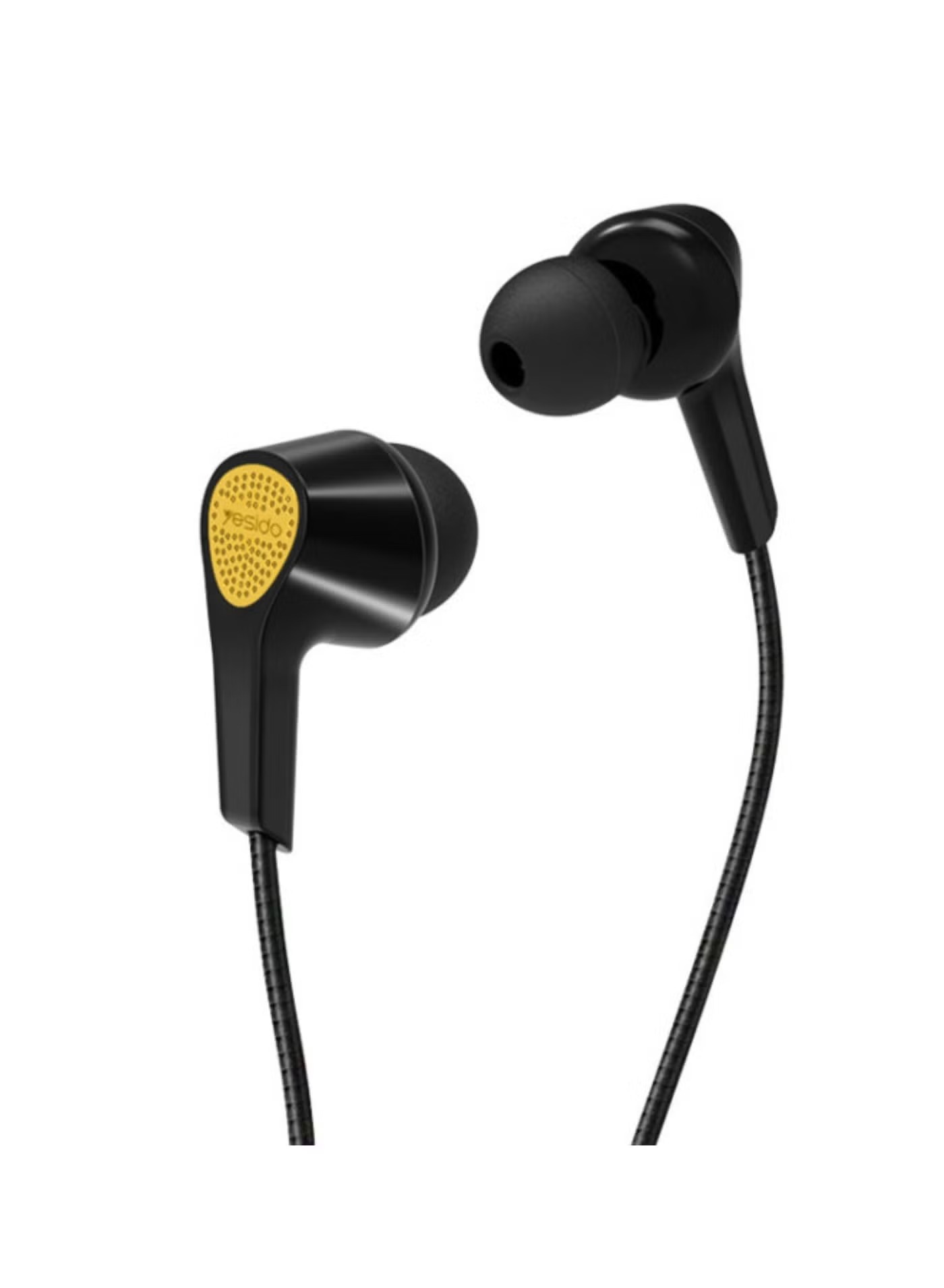 YESIDO YH25 3.5mm In-Ear Earphones with Mic, HiFi Stereo Canalphones, Lightweight Sport Earbuds – Black