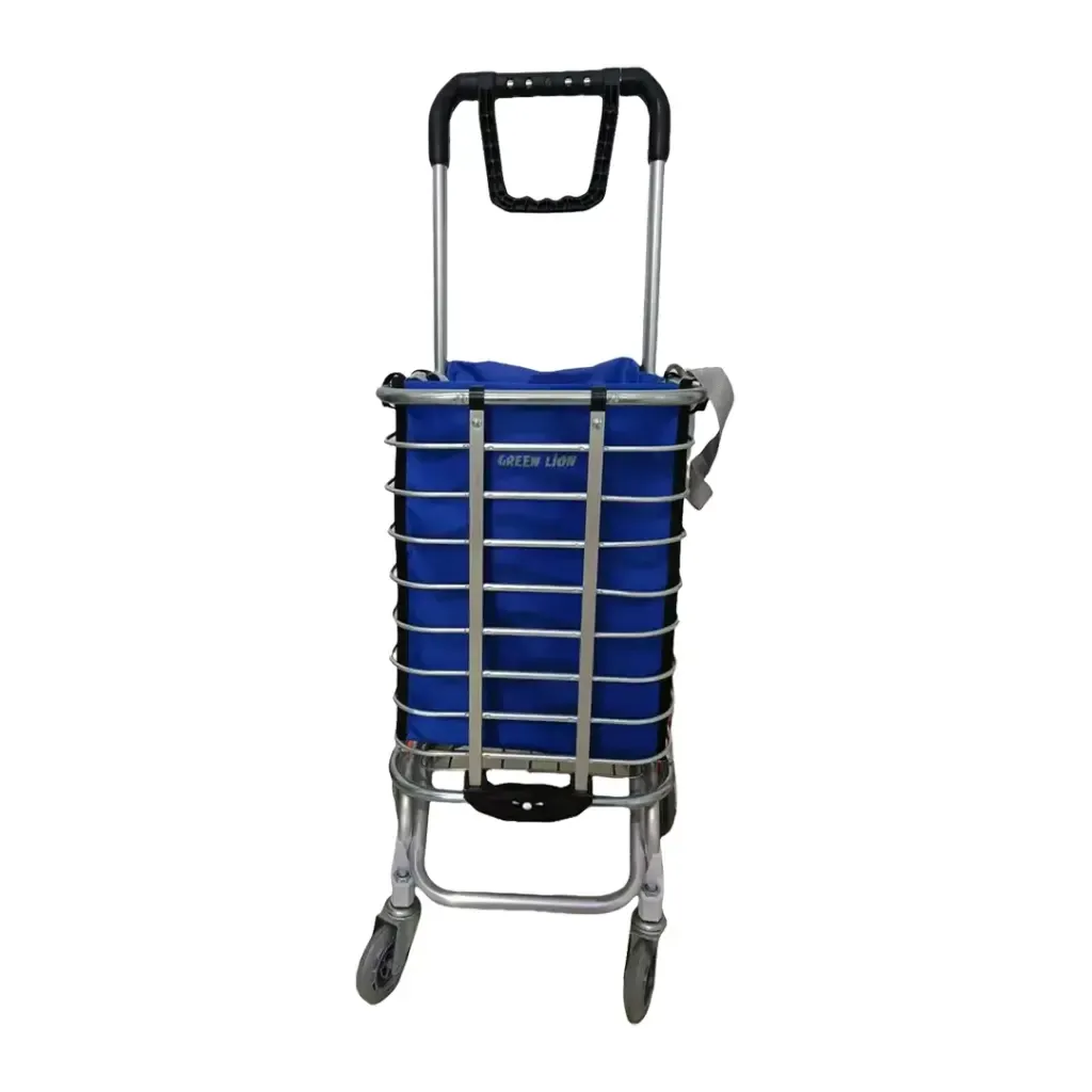 Green Lion Foldable Shopping Cart 20kg Capacity with 8 Wheels, Stair Climbing Wheels & 360° Rotating Handle – Silver