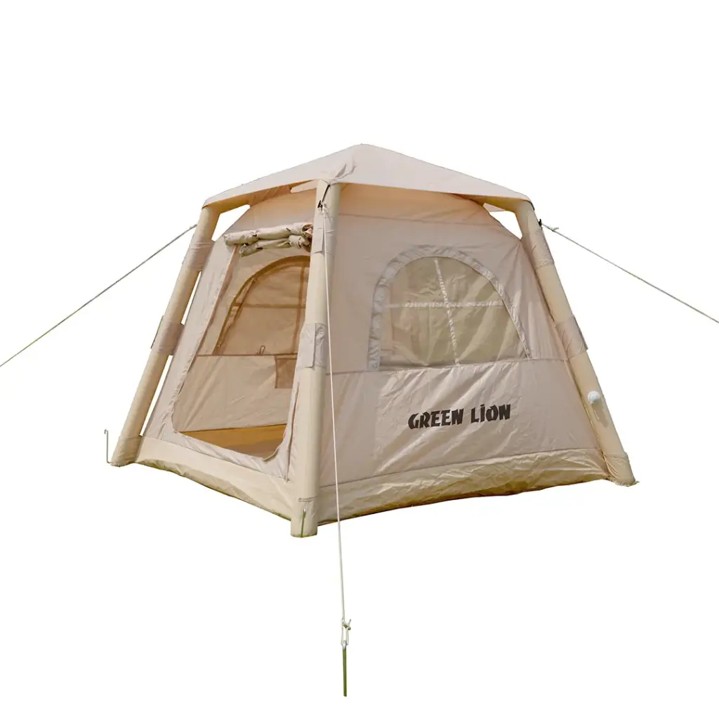 Green Lion GT-3X Inflatable Camping Tent 2-3 Person Waterproof Oxford Tent with Quick Setup & Wind Protection – Beige