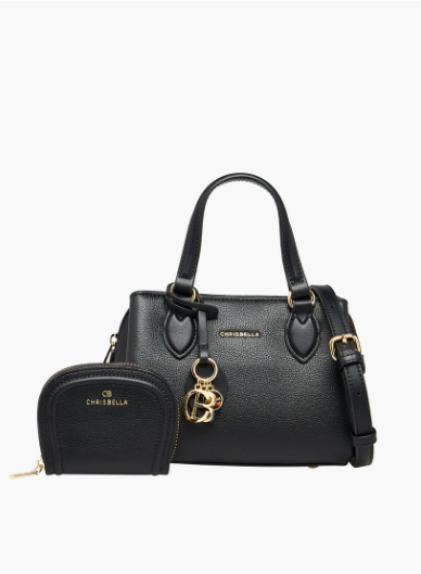 Chrisbella Textured Tote Bag with Wallet - Black