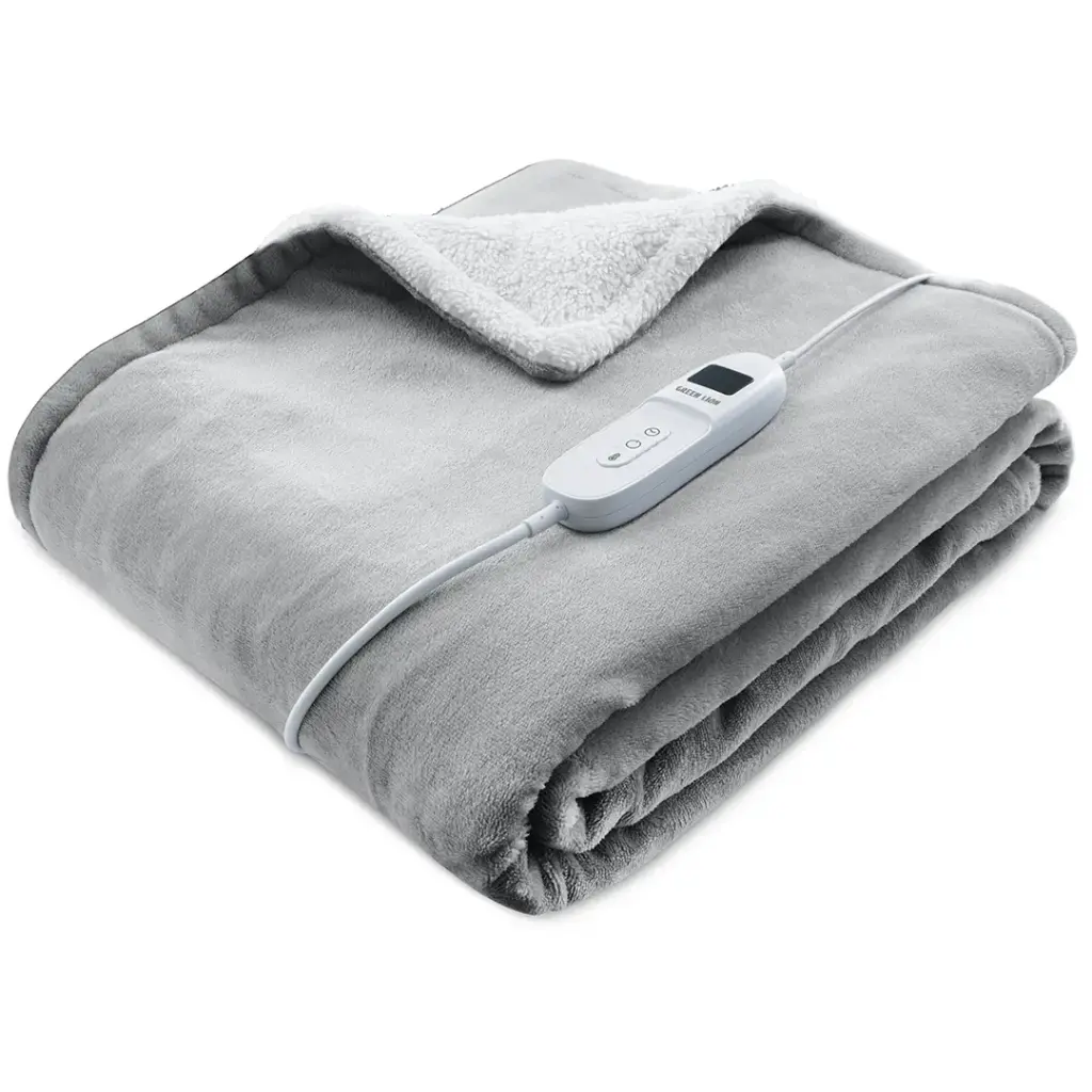 Green Lion Electric Heating Blanket with 9 Heat Levels, Timer & Auto Shut-Off – Grey