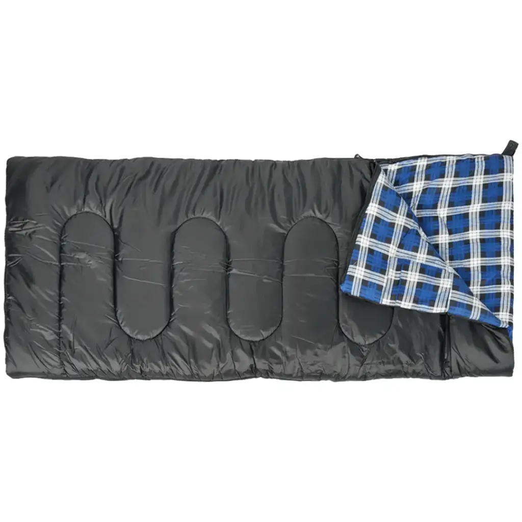 Green Lion Sleep Mate Camping Sleeping Bag, Multi-Season Warm Sleeping Bag with Flannel Lining & Ripstop Polyester – Black