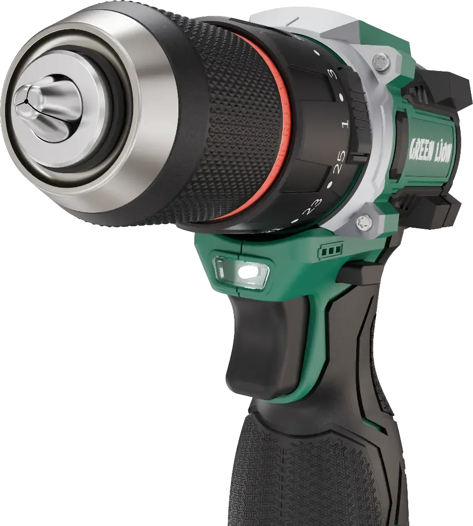 Green Lion GD-15 Pro Drive Cordless Hammer Drill, 18V Brushless Drill Driver with 2×3.0Ah Batteries, 55Nm Torque, 25+1 Clutch – Green