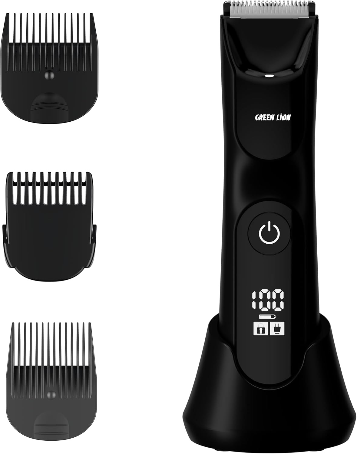 Green Lion Sensitive Duo Hair Trimmer & Shaver, 6800RPM Cordless Grooming Kit with Dual Stainless Steel Heads, IPX7 Waterproof, USB-C Charging Base – Black