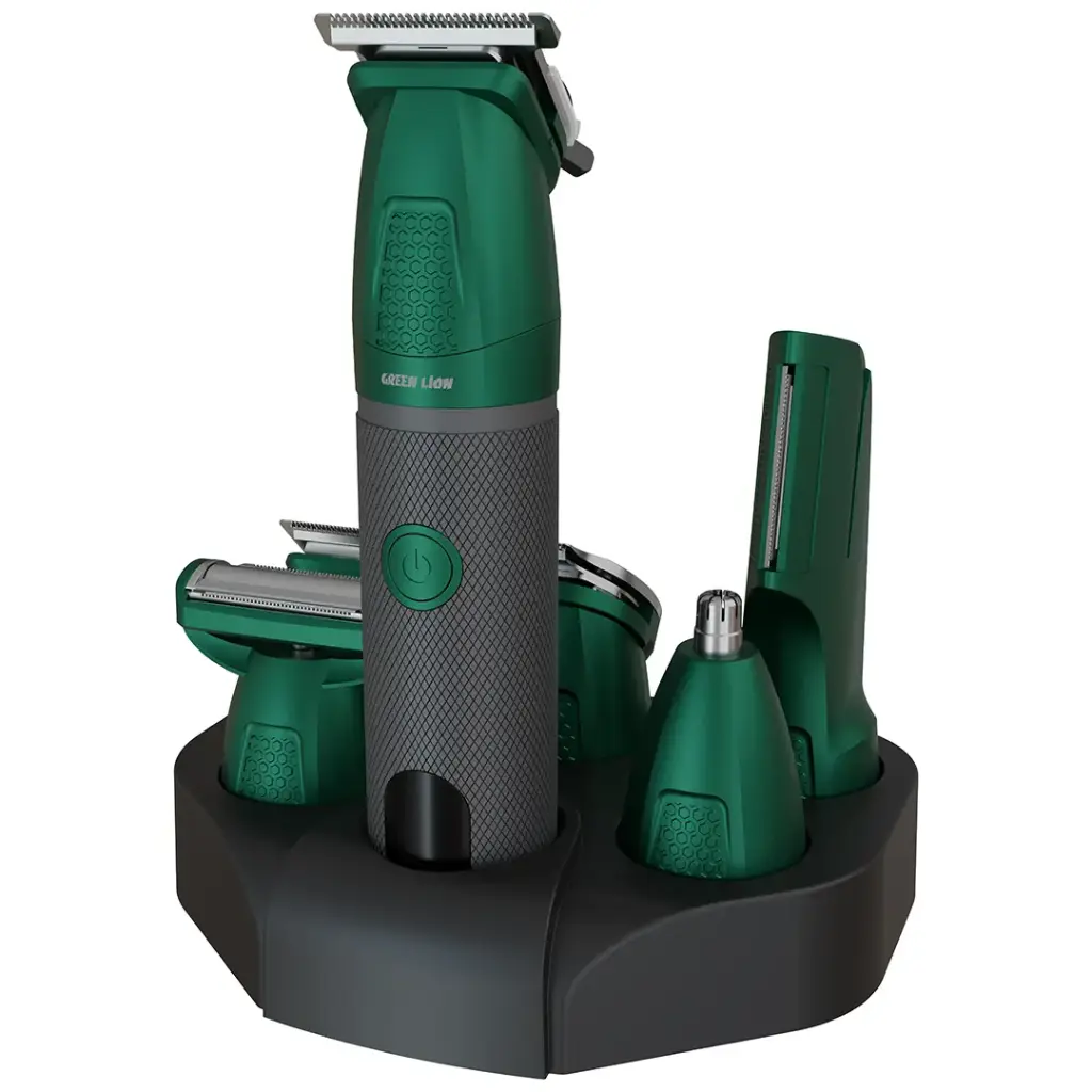Green Lion Style Pro 6-in-1 Beauty Kit, Multifunctional Grooming Trimmer with 1200mAh Battery, USB-C Charging, IPX6 Waterproof – Green