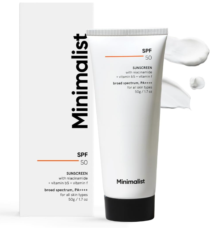 Minimalist SPF 50 Sunscreen with Niacinamide & Multi-Vitamins | Broad Spectrum UVA/UVB Protection PA ++++ | No White Cast, Lightweight & Matte Finish | Acne Safe Face Susncreen | 50g