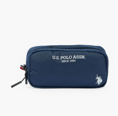 US POLO ASSN. Logo Print Pencil Pouch with 2 Compartments - Black