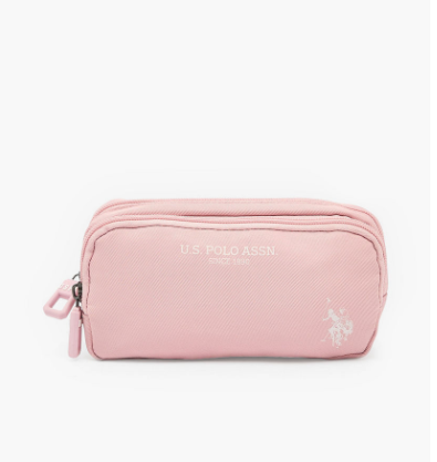 US POLO ASSN. Logon Print Pencil Pouch with 2 Compartments - Pink