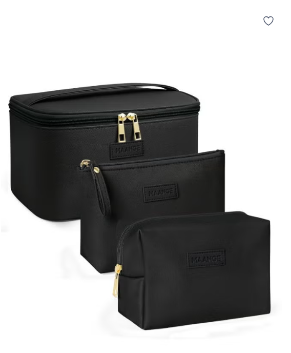 Maange Makeup bag set, 3-piece makeup bag set, large makeup organizer, travel makeup bag (black)
