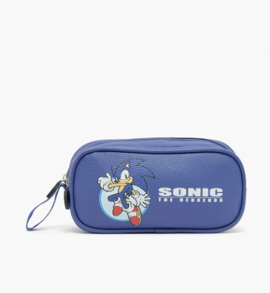 Hollywood Magic Sonic the Hedgehog Pencil Pouch with 2 Compartments - Faux Leather