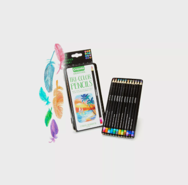 Crayola 12-Piece Tri-Shade Colored Pencils With Decorative Tin