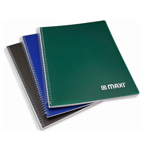Maxi 3-Piece A4 Size Spiral Notebook 80 Sheets Assorted Designs