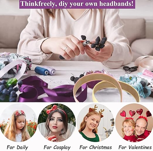 SYOSI 10 Pack Satin Headbands 1.3 Inch Wide Headband for Women Headband Non Slip Fashion Colorful DIY Head Bands Plain Solid Hairbands Hair Accessories for Women and Girls (A)