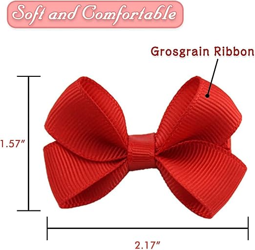 DELFINO Baby Hair Clips, 20 PCS Boutique Mini Hair Bow Grosgrain Ribbon Hair Bows Alligator Clips Hair Accessories for Baby Girls Toddlers Kids (Mixed Color)