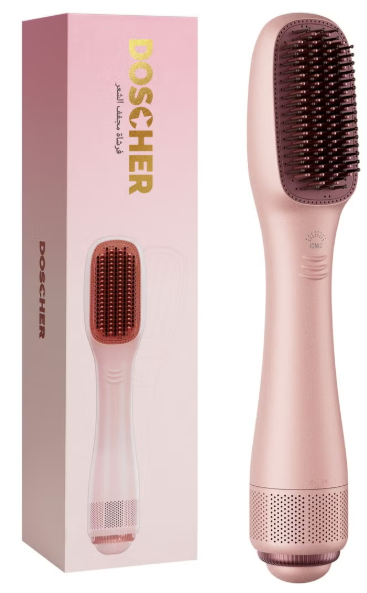 Doscher Hair Dryer Brush Ceramic Dryer,Styler and Straightener 1200W Pink/Rose Gold
