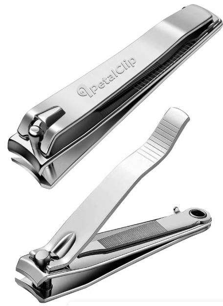 PetalClip Nail Cutter & Toenail Clipper – Heavy Duty Stainless Steel For Men Women, Sharp Precision Manicure Pedicure Thick Nails - Silver (1Pcs)