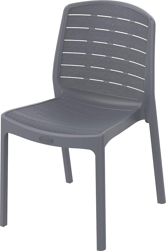 Cosmoplast Cedargrain Resin Outdoor Armless Chair, Dark Grey