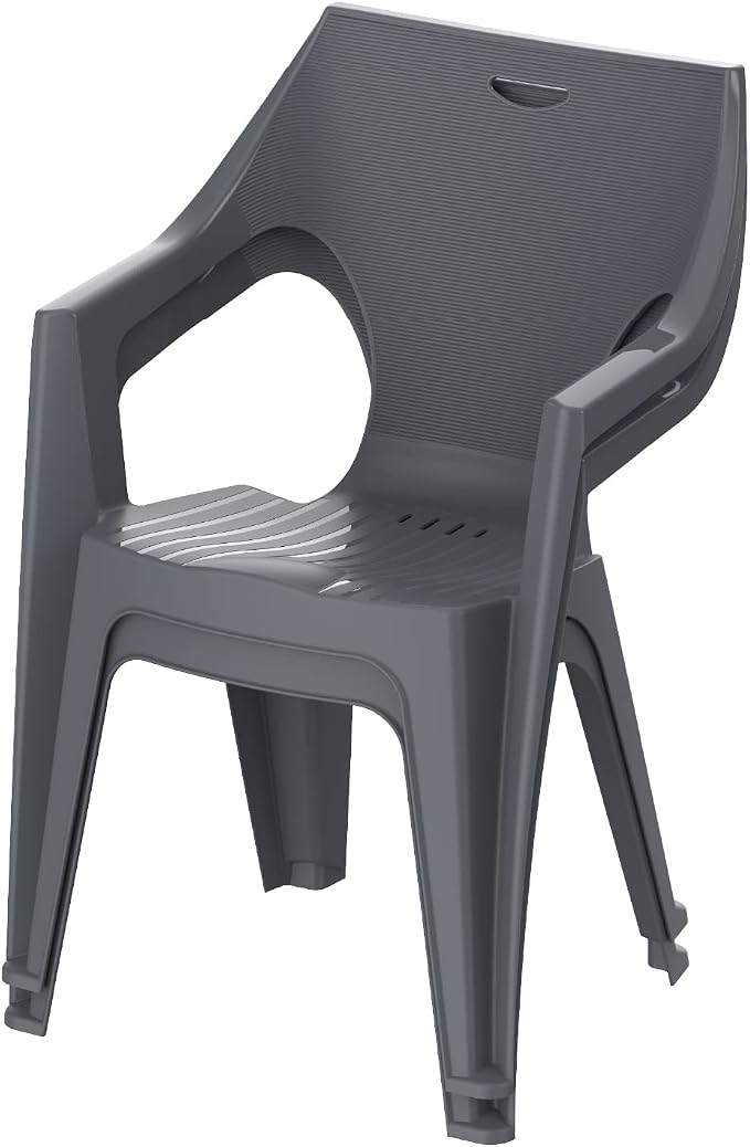 Cosmoplast Set of 2 Duke Chair, Dark Grey