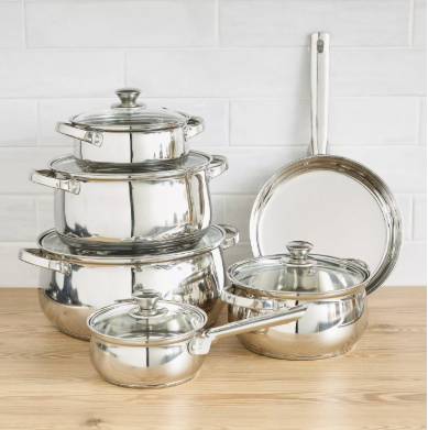 Home Centre Creste 11-Piece Stainless Steel Cookware Set
