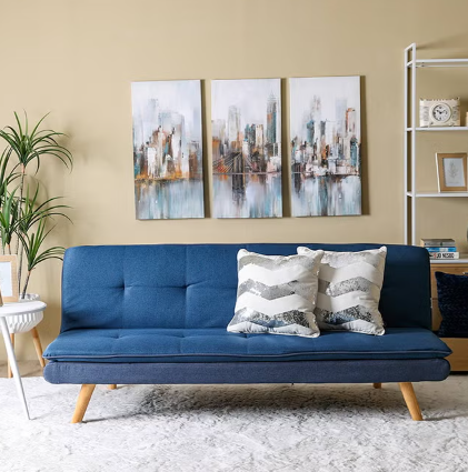 Danube Home Beatrice 3 Seater Fabric Sleeping Sofabed Convertible Sofa Cum Bed Blue 180x80x77cm