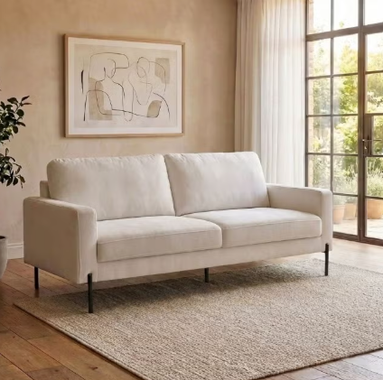 Danube Home Benji 2 Seater Fabric Sofa | Modern Design Two Seat Sofas | Comfortable Living Room Furniture L152xW86xH86cm - Beige