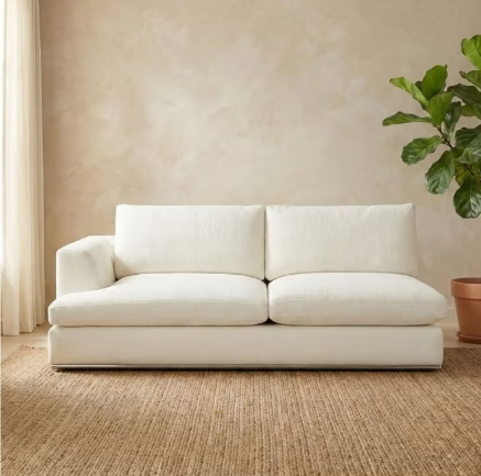Danube Home Paddington 2 Seater Left Arm Fabric Modular Sofa Modern Design Two Seat Sofas Comfortable Living Room Furniture L 221 x W 103 x H 66 cm Ivory