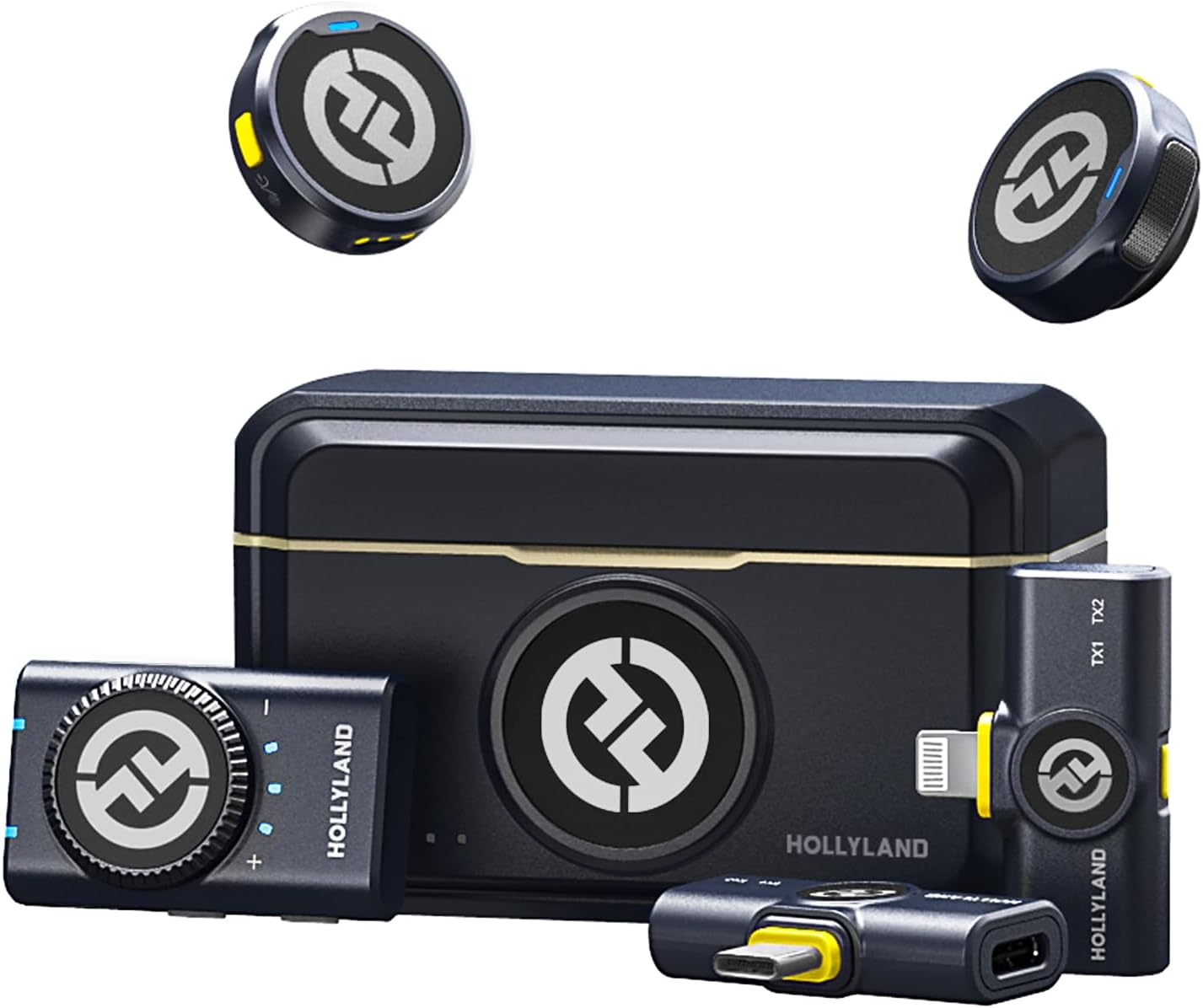 Holyland Lark M2 Wireless Microphone for iPhone, Android, and Camera; 48KHz 24-bit Hi-Fi Audio; 1000ft Loss Range; Noise Cancellation; 40-Hour Battery Life for Vlogging and YouTube