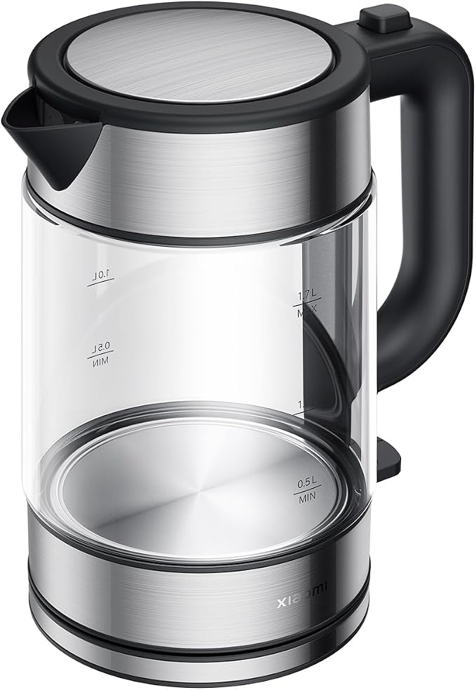 غلاية شاومي الكهربائية الزجاجية |1.7 لتر سعة كبيرة |5 دقائق تغلي مع خرج طاقة عالية 2200 واط | شاشة LED مضيئة مؤشر التدفئة