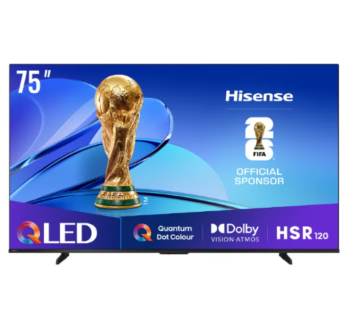 Hisense 75 inch QLED Smart TV E7Q-Quantum Dot Colour, AI Picture, Dolby Vision, Dolby Atmos, Share to TV, Voice Control, Filmmaker Mode, Youtube, Netflix, Disney+ 75E7Q (2025 UAE Version) 75E7Q black
