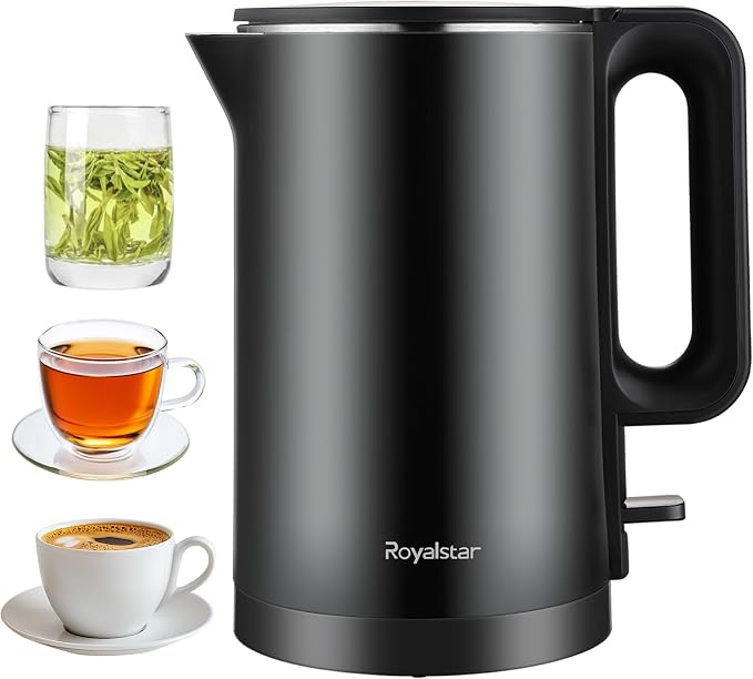 ROYALSTAR 1.7 لتر غلاية مياه كهربائية غلاية مياه 1500 واط قوة الغليان السريع مع قطع تلقائي، حماية من الحرق الجاف، قاعدة مستقلة منفصلة، لمطعم فندق مكتب منزلي لصنع الشاي أو القهوة