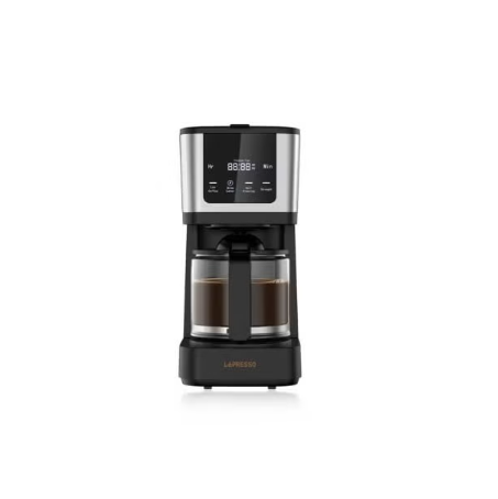 ماكينة تحضير القهوة LePresso Rich Brew مزودة بشاشة تعمل باللمس، وإبريق زجاجي سعة 10 أكواب، وكوب للسفر.