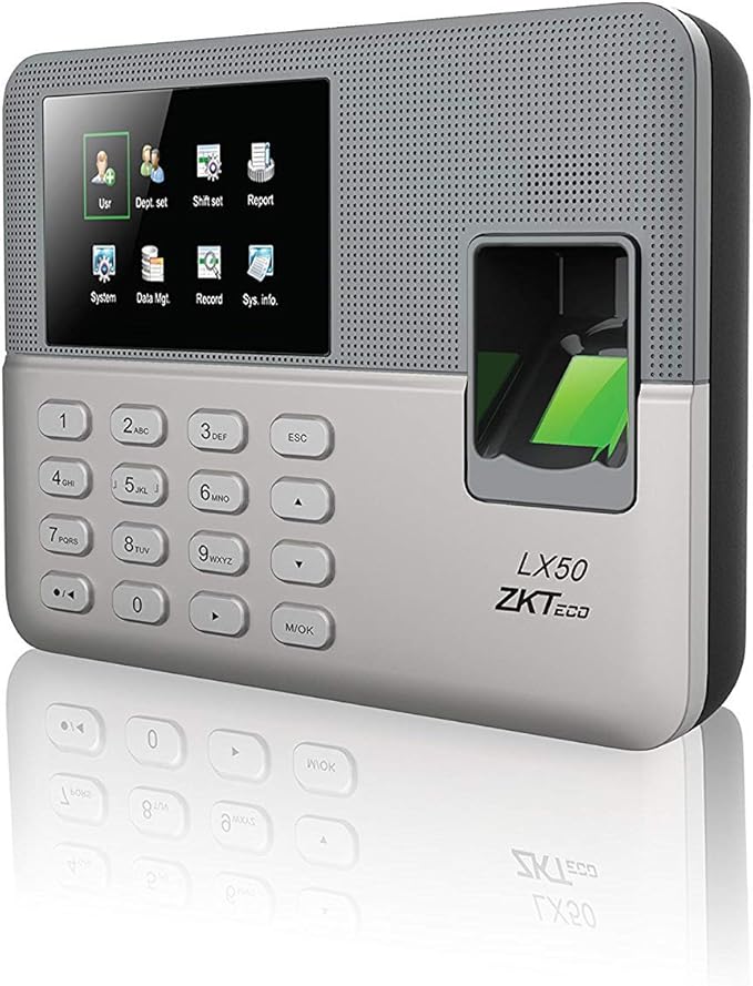 ZKTeco Biometric Fingerprint Time Attendance device size:18x13.5x4cms, colour: Silver & black with Free Software - LX50