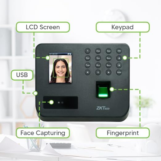 ZKTeco Touchless Face Multi-Biometric Time Attendance & Access Control | Face, Fingerprint, Card & Password | Inbuilt Battery Backup | Free Cloud-Based Attendance Software