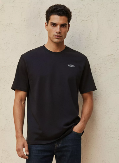 Lee Cooper Regular Fit Crew Neck Short Sleeves Logo Print T-shirt - Black - L