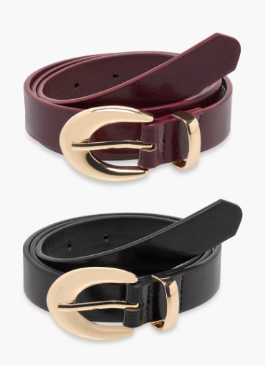 Set of 2 - Belt with Pin Buckle Closure - L