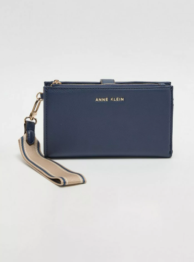 Anne Klein Textured Wallet with Zipper - Bue
