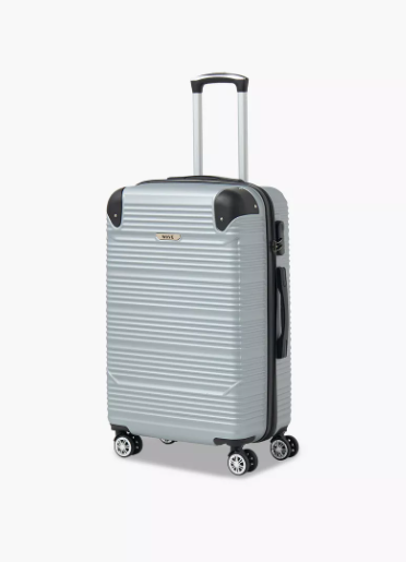 WAVE Textured Hardcase Luggage Trolley with Retractable Handle - 20 inches Cabin Bag - Silver