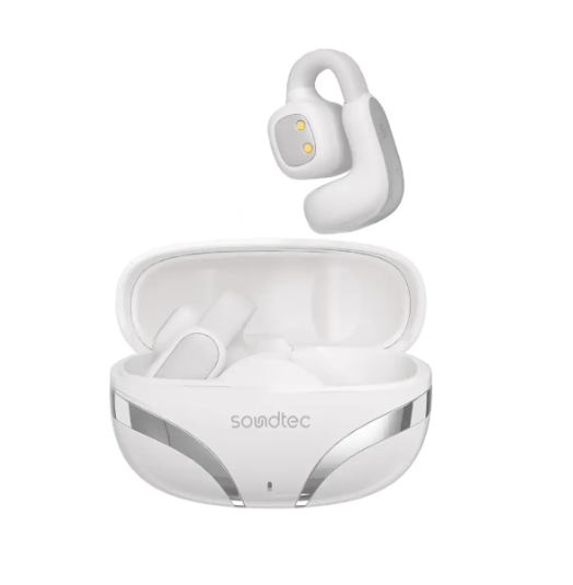 Porodo Soundtec Flexfit Open-Ear Clip-on Wireless Earbuds- WHITE