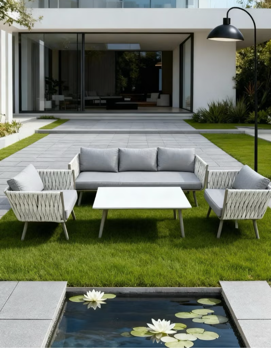 Broyhome 4-Piece Outdoor Sofa Set with Table,Waterproof Cushion- Weather-Resistant Patio Furniture Set for UAE Gardens, Balconies & Terraces