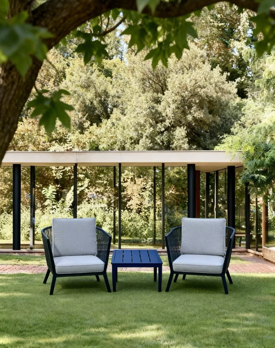 Broyhome Outdoor Rope Set with Cushions - 2 Seater, Table & Chair Balcony Seating, Weather-Resistant Patio Furniture Set for Balcony, Poolside & Garden Relaxation​