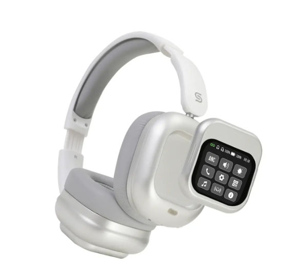 Porodo Soundtec Touchwave ANC Headphone with Detachable Touch Screen- WHITE